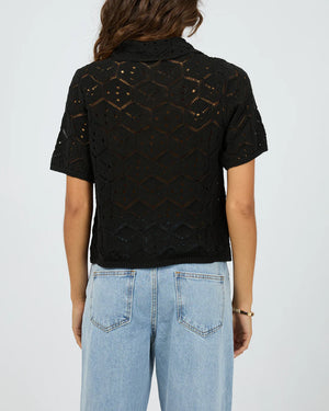 Silent Theory Nina Crochet Top Black
