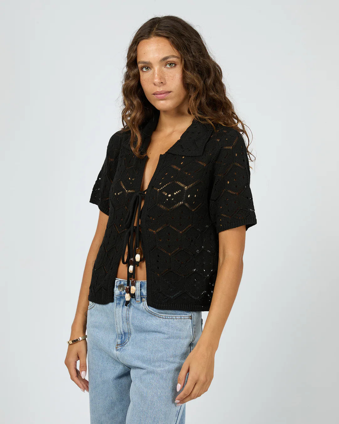Silent Theory Nina Crochet Top Black