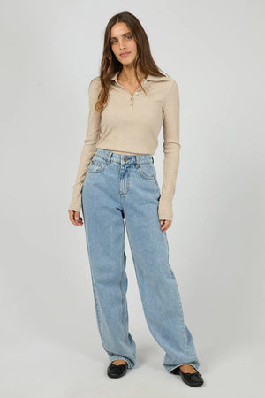 Silent Theory Aria Knit Long Sleeve Top Oat