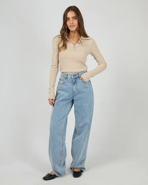Silent Theory Aria Knit Long Sleeve Top Oat