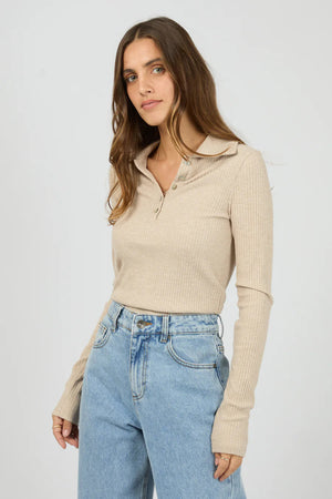 Silent Theory Aria Knit Long Sleeve Top Oat