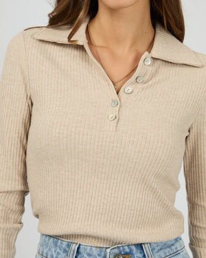 Silent Theory Aria Knit Long Sleeve Top Oat