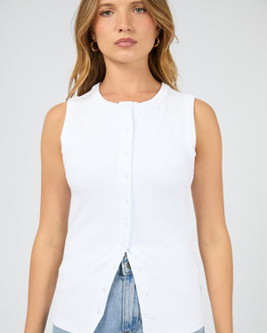 Silent Theory Button Up Tank White