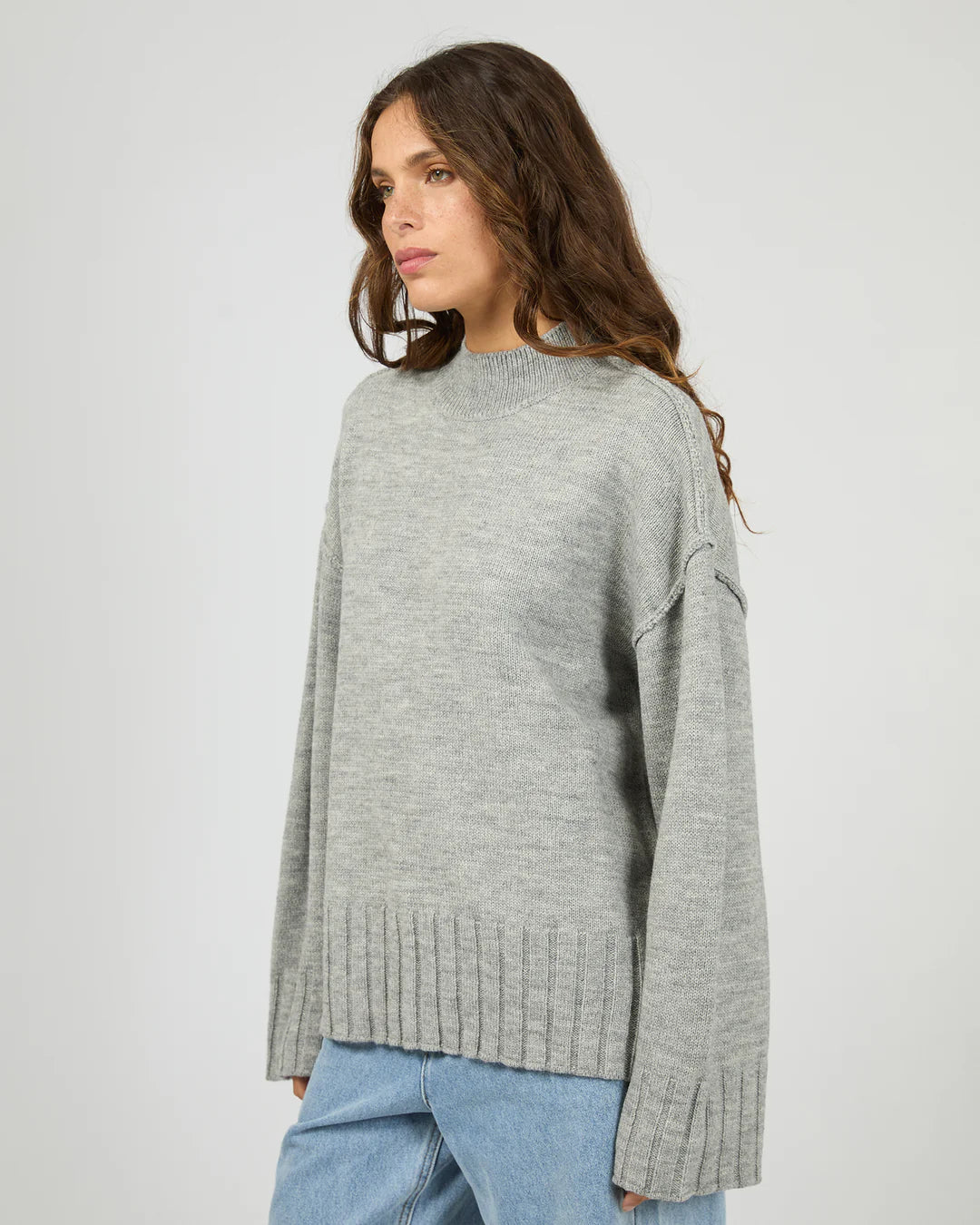Silent Theory Lotus Knit Jumper Grey Marle