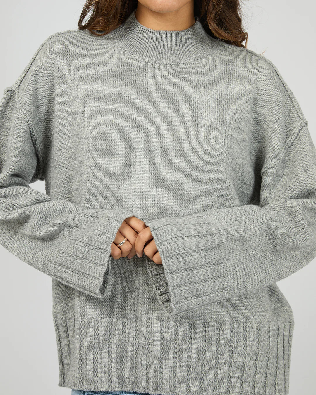 Silent Theory Lotus Knit Jumper Grey Marle