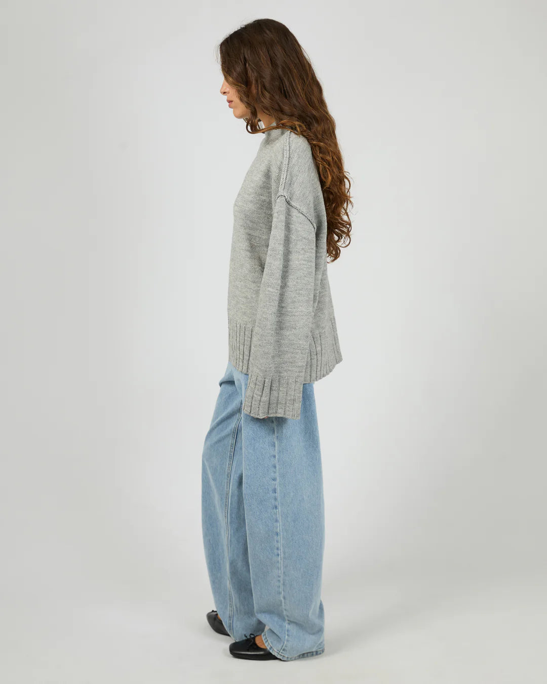 Silent Theory Lotus Knit Jumper Grey Marle