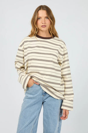 Silent Theory Stripe Long Sleeve Tee Chocolate