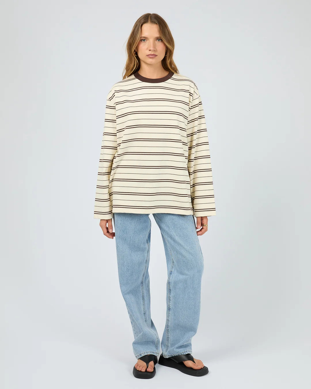 Silent Theory Stripe Long Sleeve Tee Chocolate