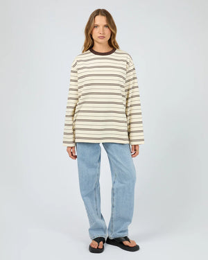Silent Theory Stripe Long Sleeve Tee Chocolate