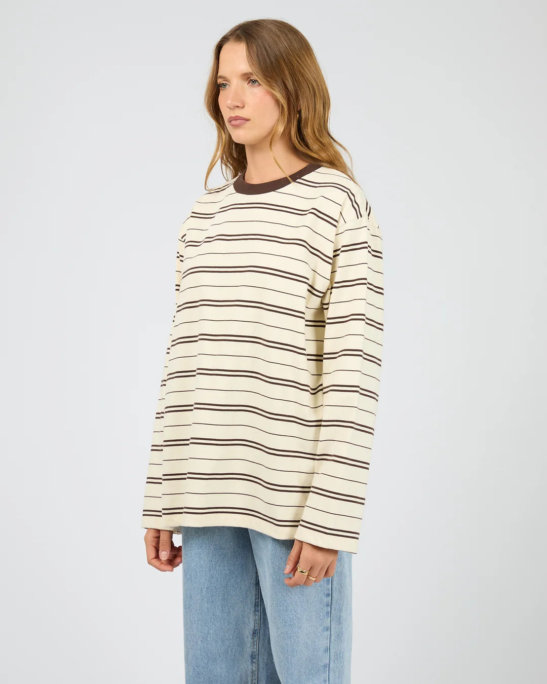 Silent Theory Stripe Long Sleeve Tee Chocolate