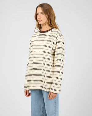 Silent Theory Stripe Long Sleeve Tee Chocolate