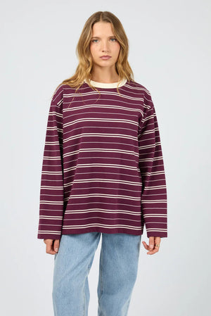 Silent Theory Stripe Long Sleeve Tee Cherry
