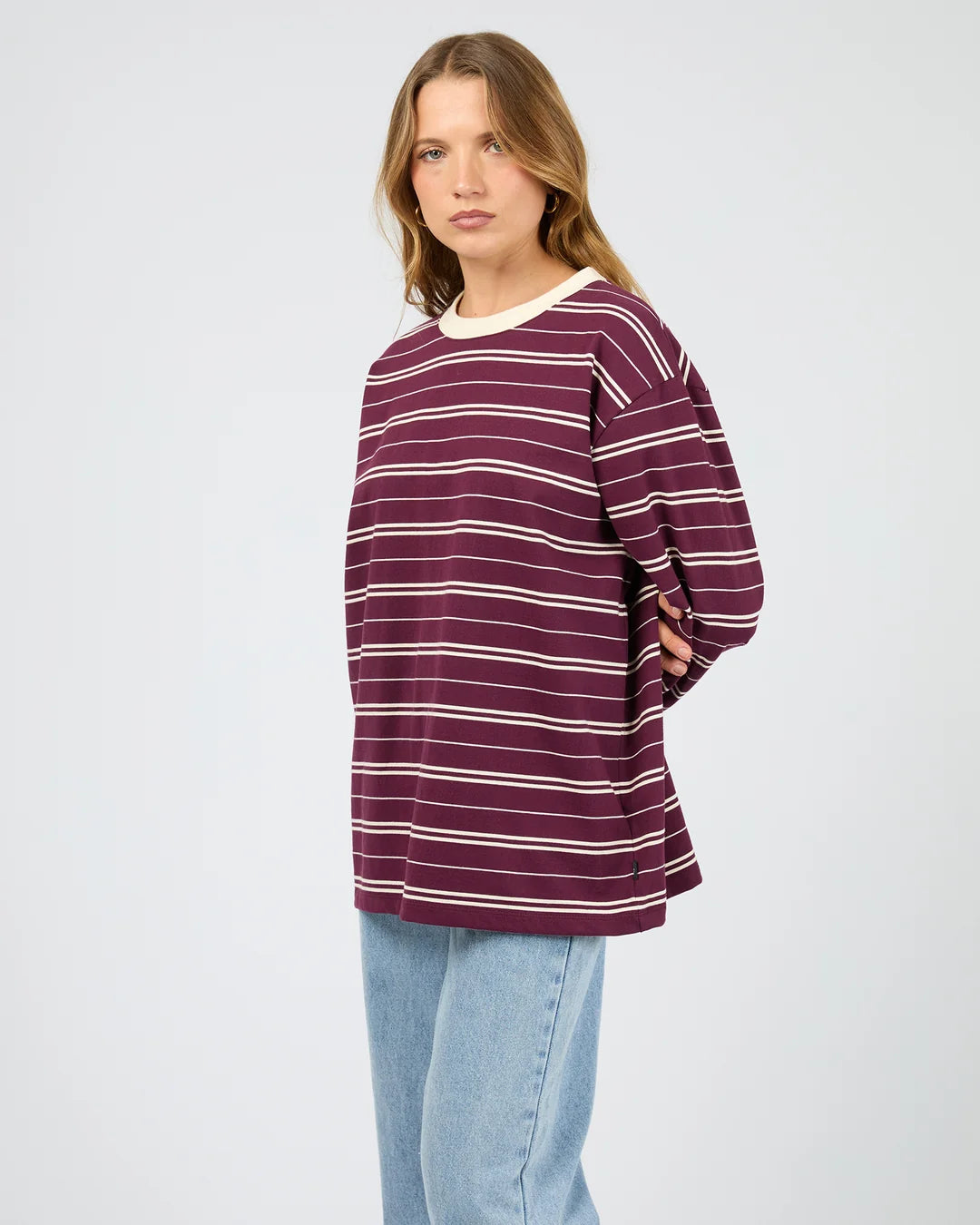 Silent Theory Stripe Long Sleeve Tee Cherry