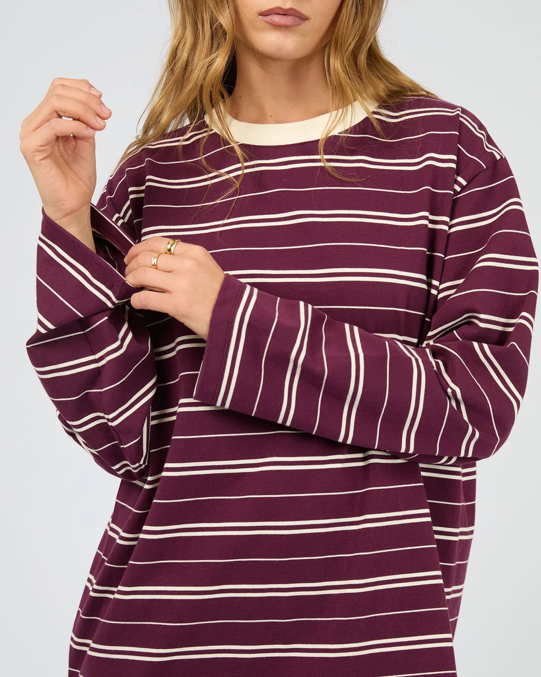 Silent Theory Stripe Long Sleeve Tee Cherry