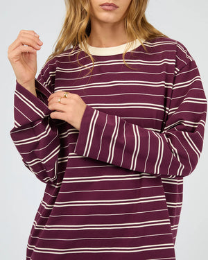 Silent Theory Stripe Long Sleeve Tee Cherry