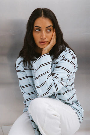 Silent Theory Stripe Long Sleeve Tee Light Blue