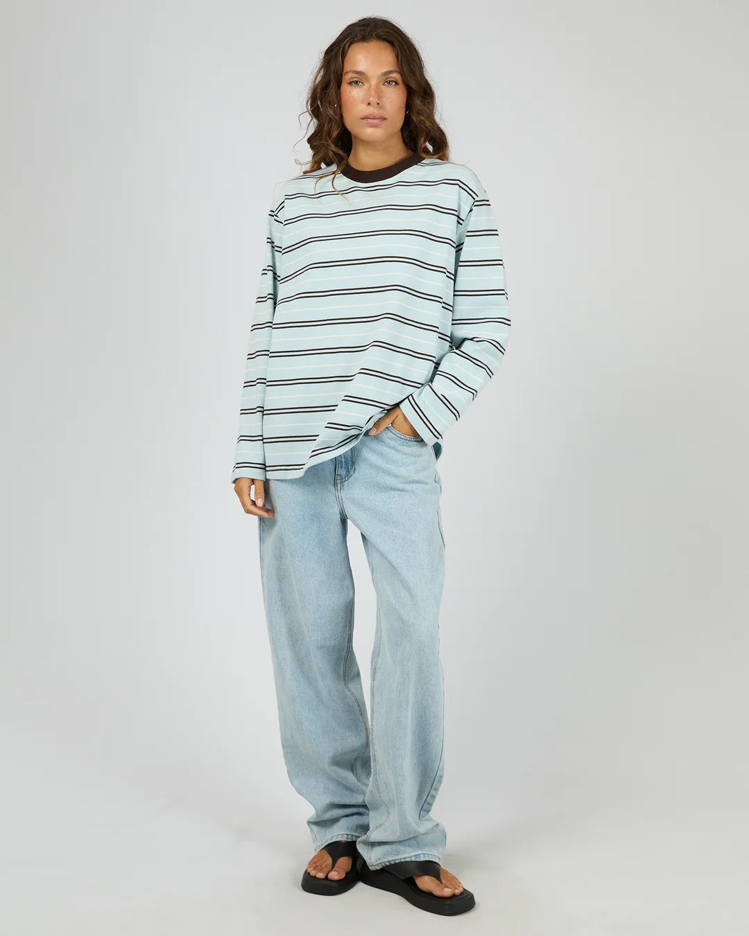 Silent Theory Stripe Long Sleeve Tee Light Blue