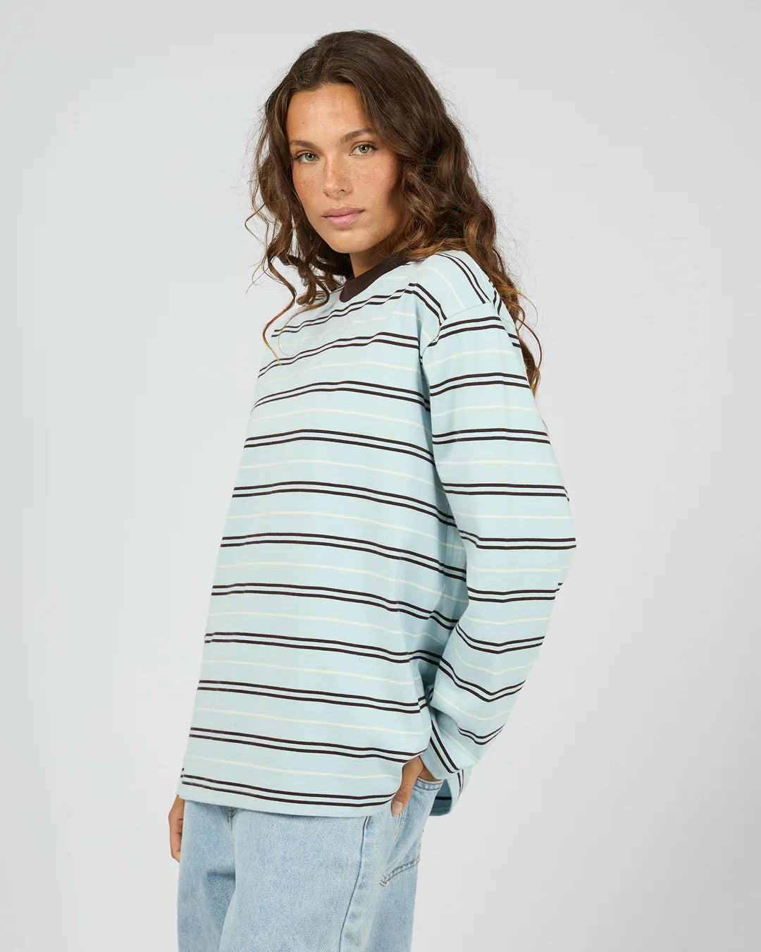 Silent Theory Stripe Long Sleeve Tee Light Blue