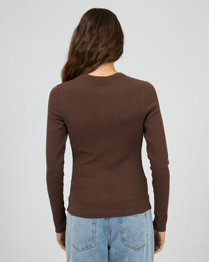 Silent Theory Button Up Long Sleeve Tee Chocolate