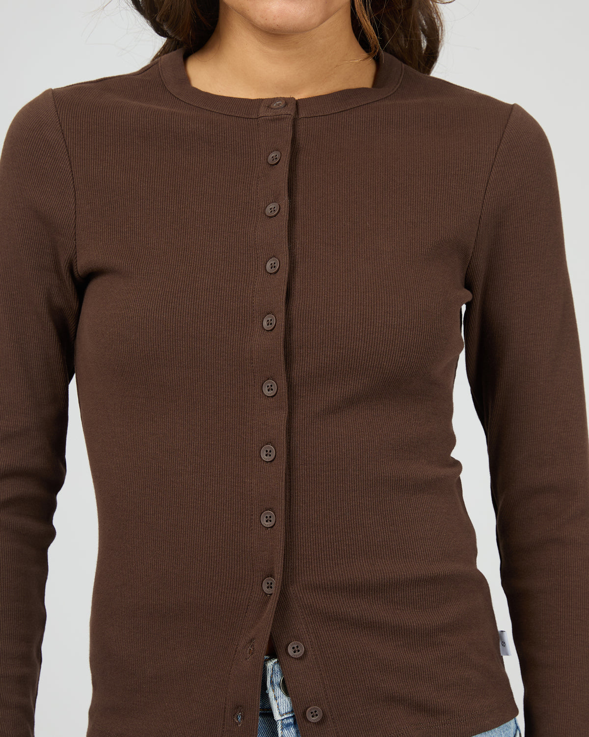 Silent Theory Button Up Long Sleeve Tee Chocolate