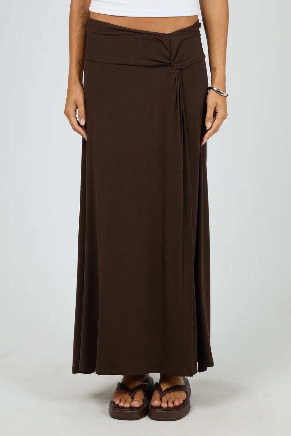 Silent Theory Twist Detail Maxi Skirt Chocolate
