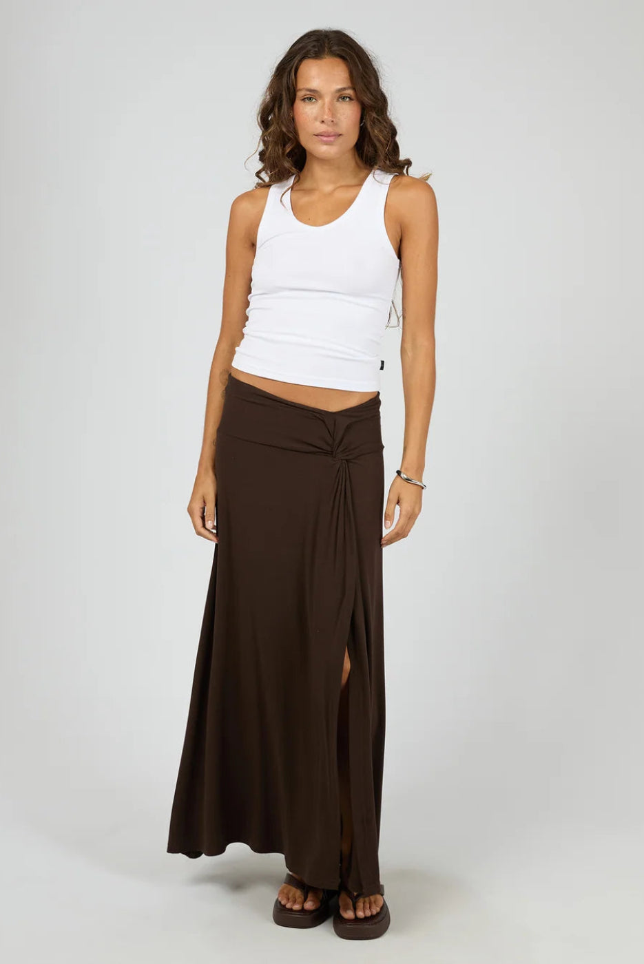 Silent Theory Twist Detail Maxi Skirt Chocolate