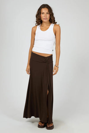 Silent Theory Twist Detail Maxi Skirt Chocolate