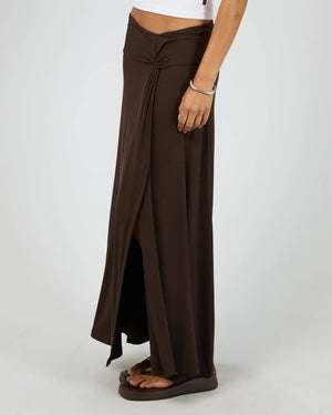 Silent Theory Twist Detail Maxi Skirt Chocolate