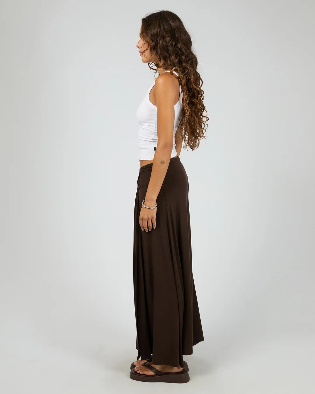 Silent Theory Twist Detail Maxi Skirt Chocolate