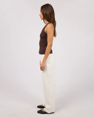 Silent Theory Luxe Rib Vee Tank Chocolate