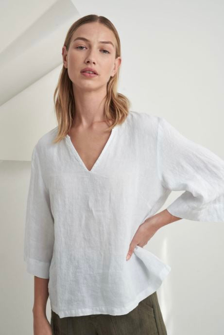 Little Lies Andrea Linen Top White