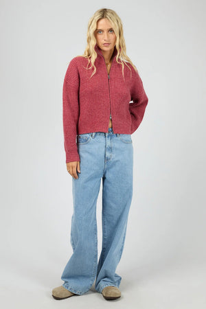 All About Eve Bridie Knit Zip Through Berry