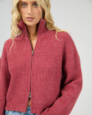All About Eve Bridie Knit Zip Through Berry