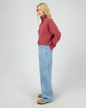 All About Eve Bridie Knit Zip Through Berry