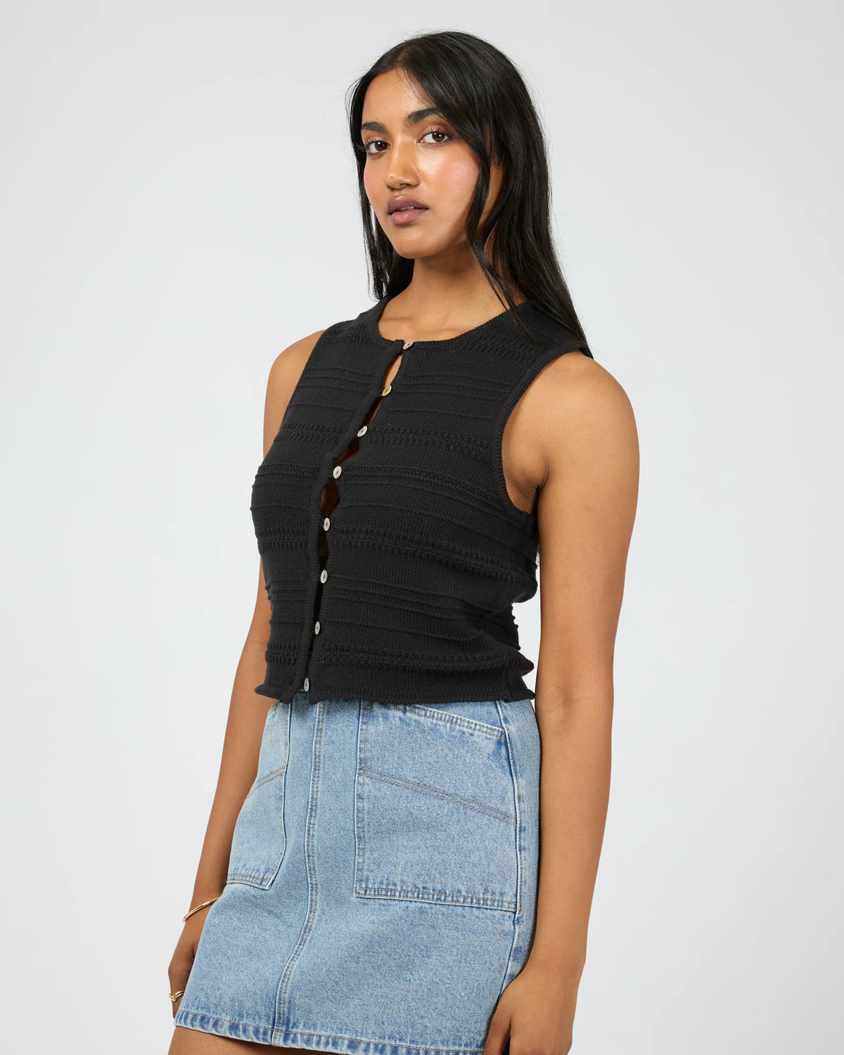 All About Eve Coen Knit Top Black