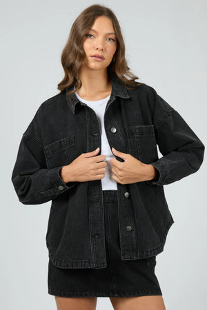 All About Eve Dale Shacket Washed Black