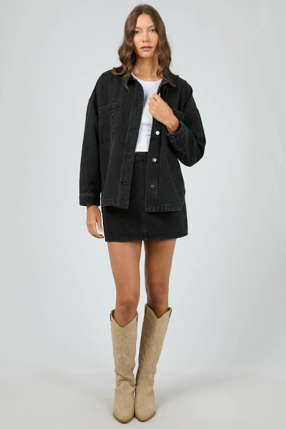 All About Eve Dale Shacket Washed Black
