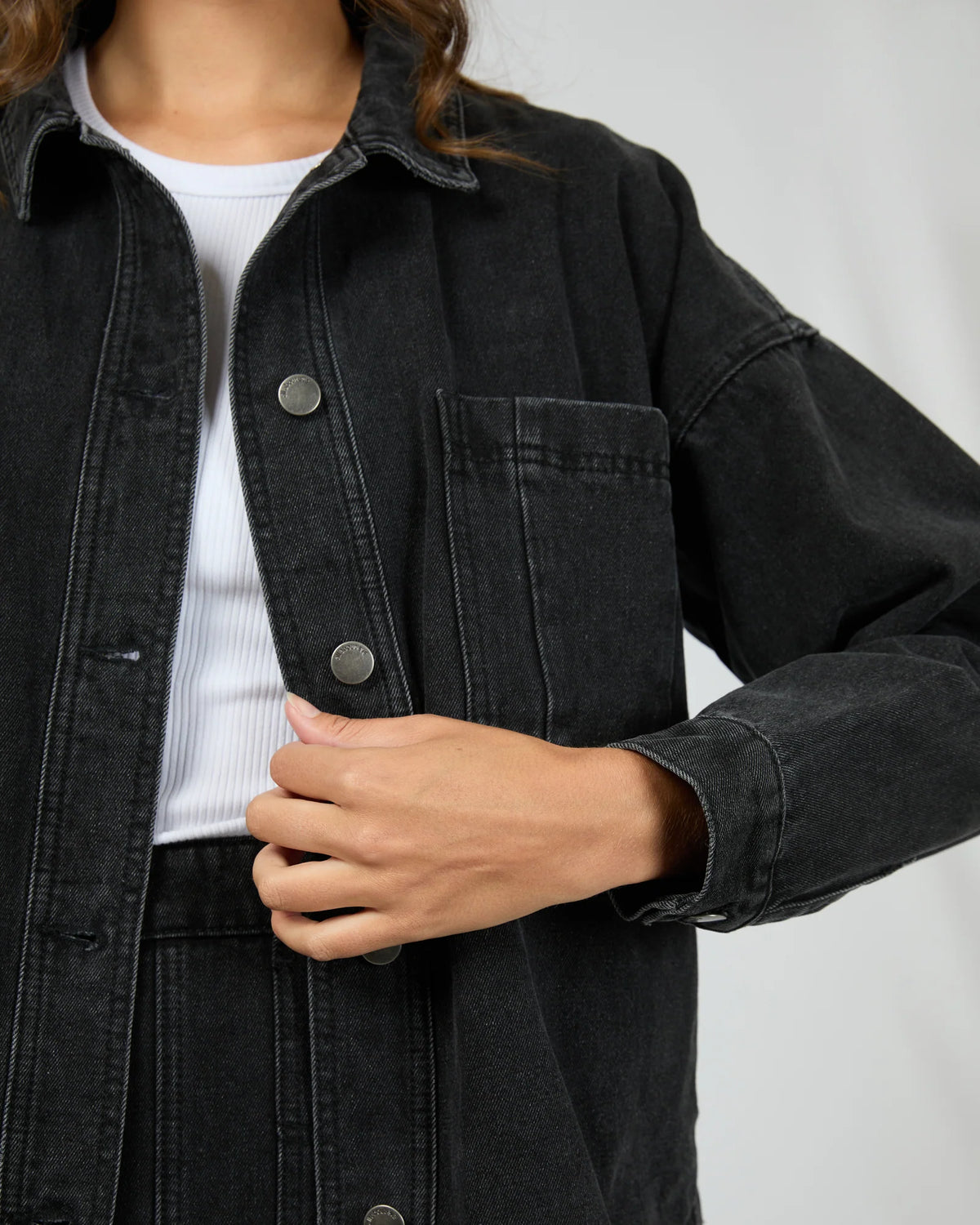 All About Eve Dale Shacket Washed Black