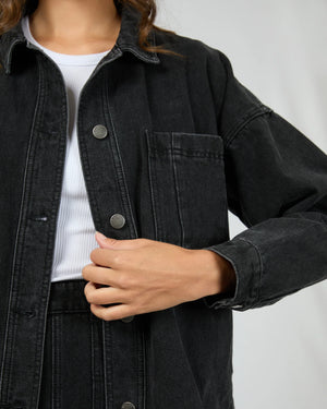 All About Eve Dale Shacket Washed Black