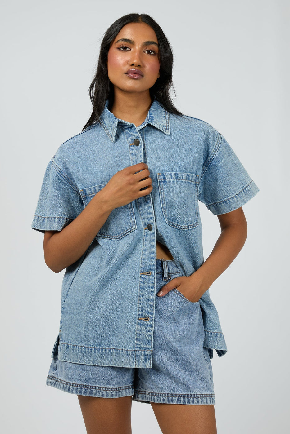 All About Eve Simi Denim Shirt Light Blue
