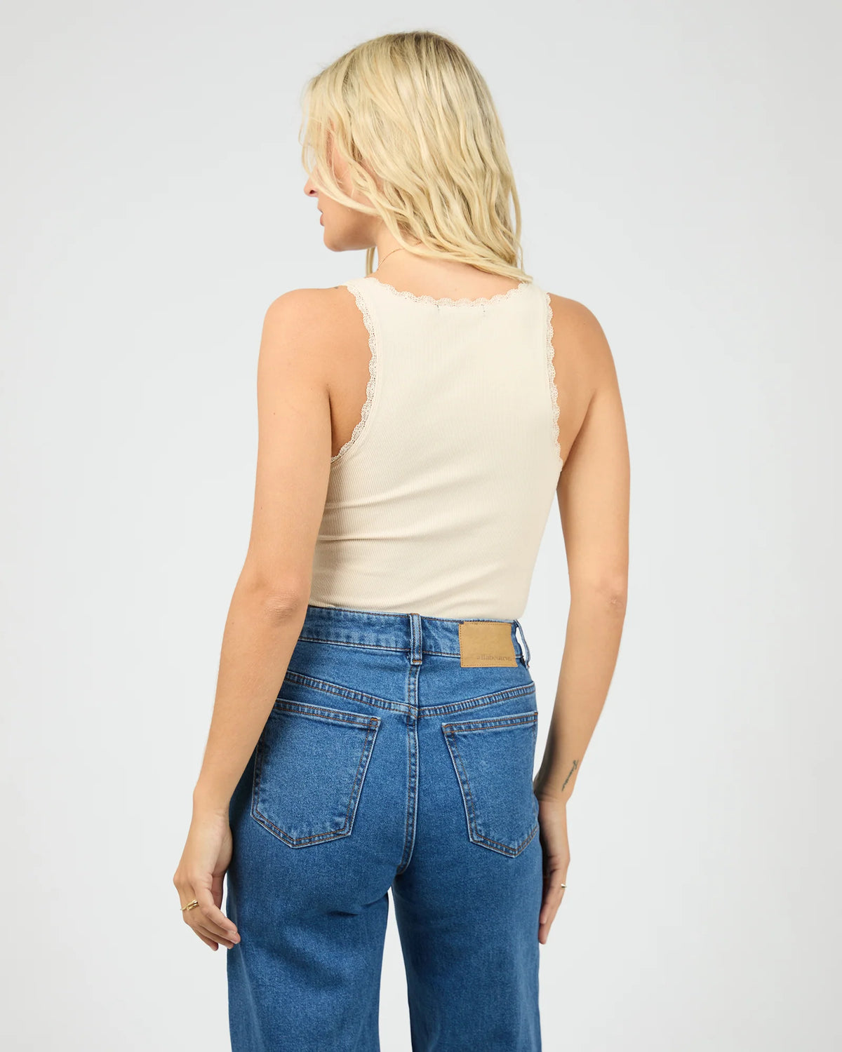 All About Eve Washed Rib Lace Tank Vanilla