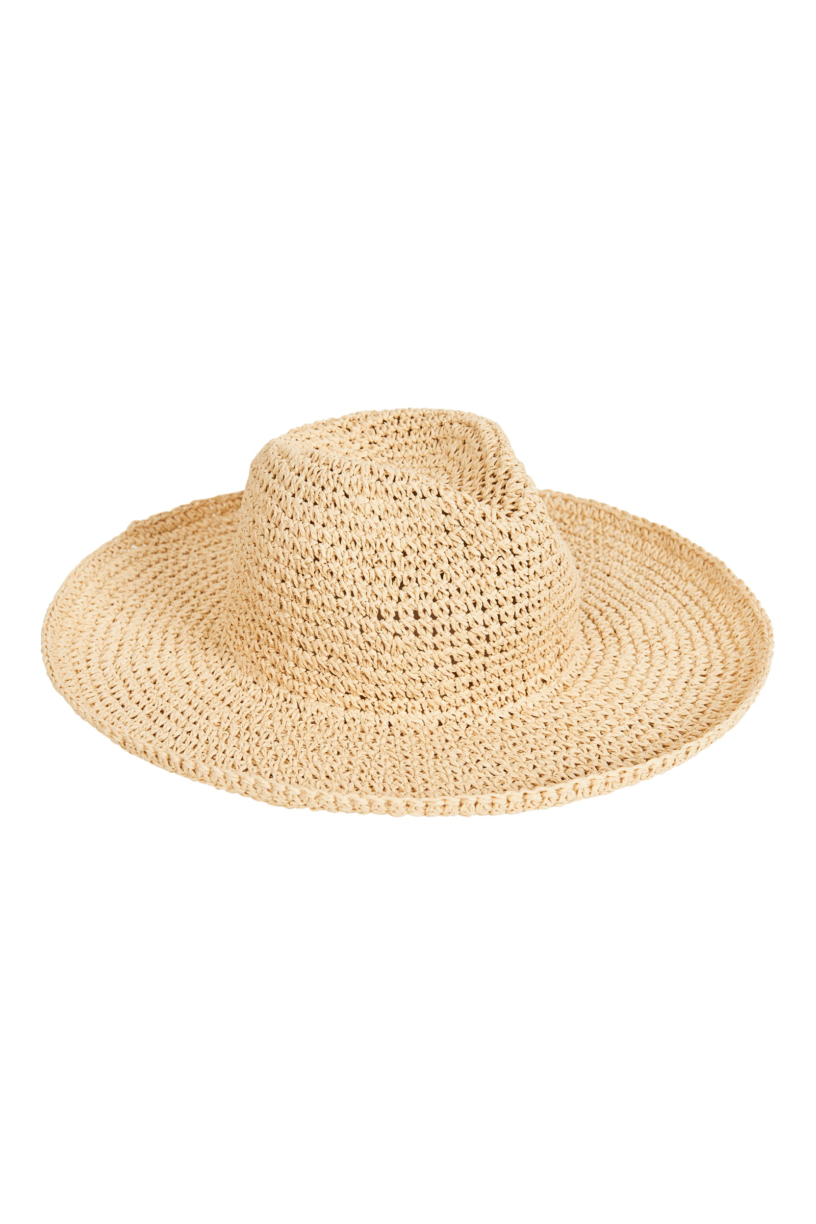 Beige straw hat on a white background