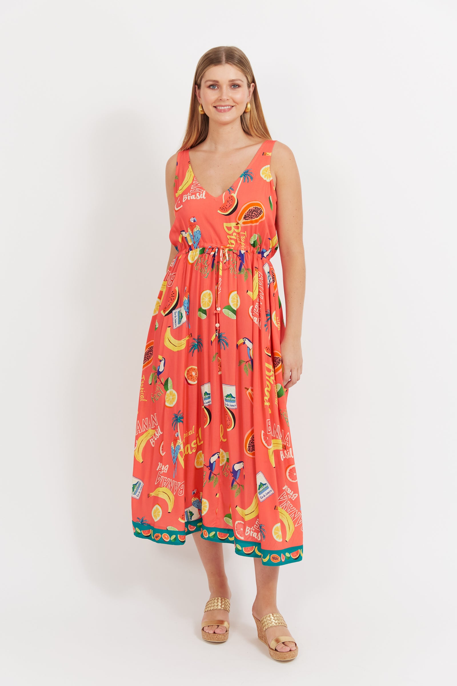 Haven Cabana Tie Dress Brasil Coral