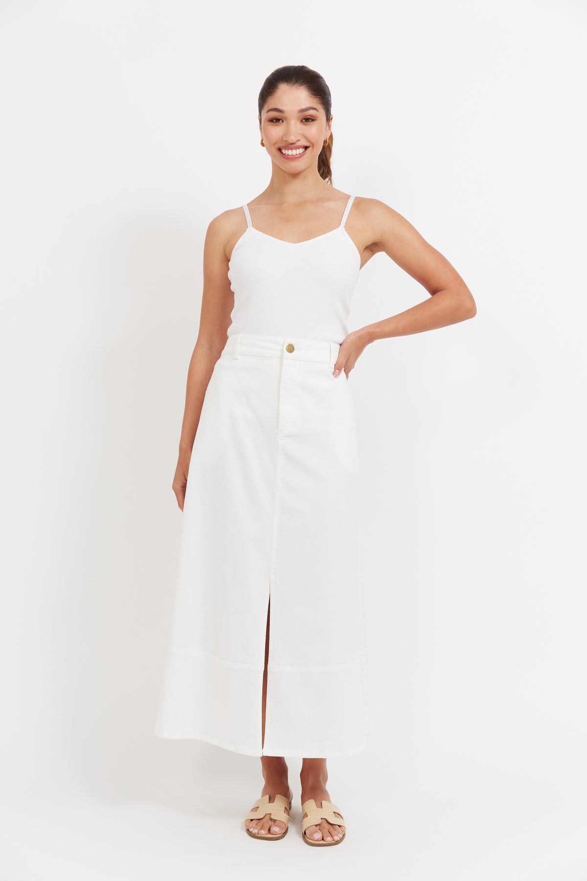Haven Panama Maxi Skirt White