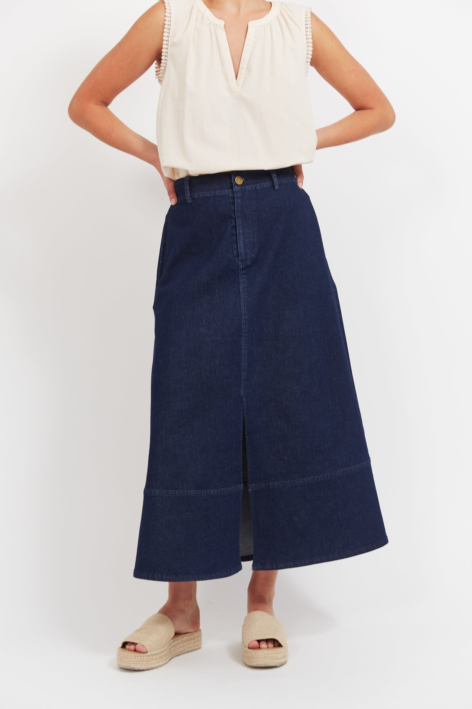 Haven Panama Maxi Skirt Indigo