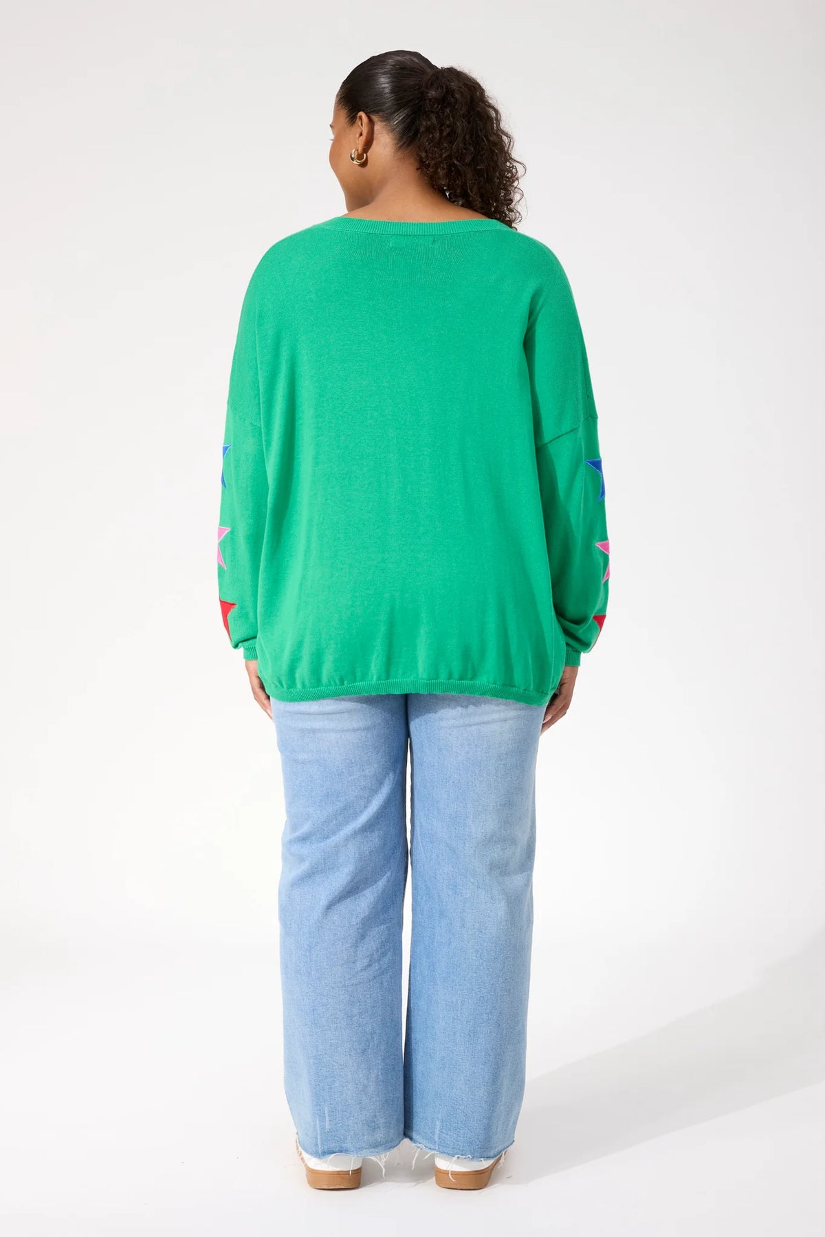 Haven Vermont Star V Neck Jumper Green
