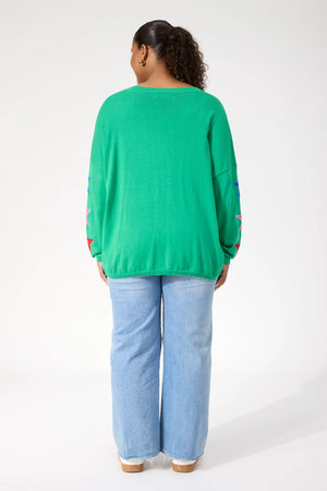 Haven Vermont Star V Neck Jumper Green