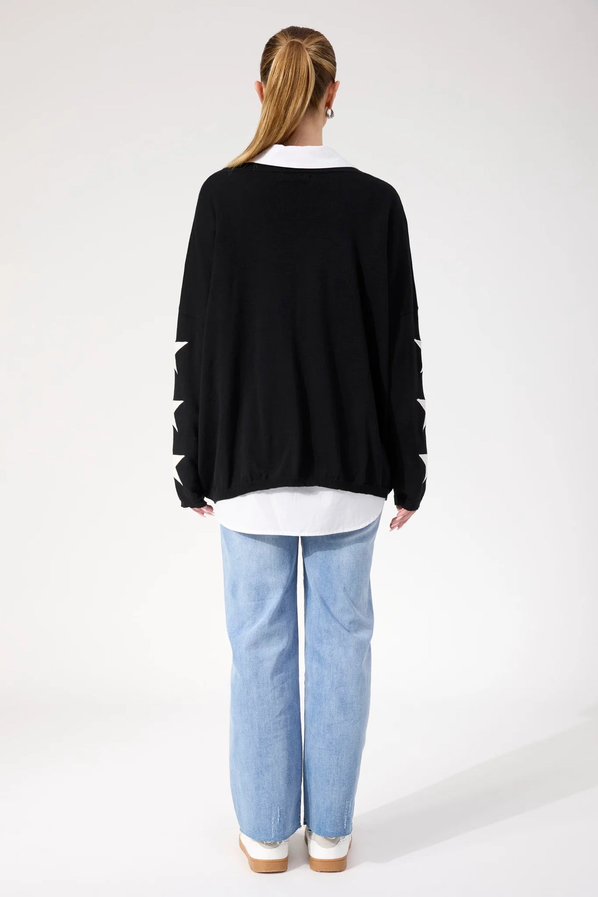 Haven Vermont Star V Neck Jumper Black