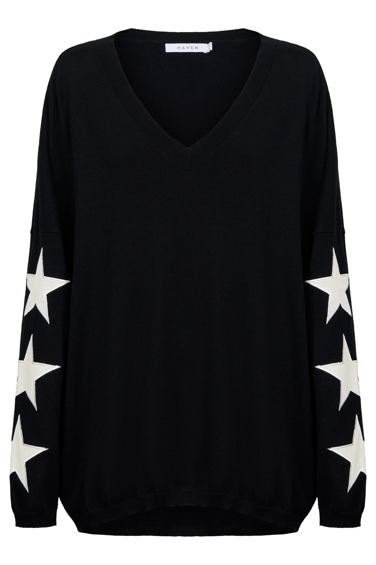 Haven Vermont Star V Neck Jumper Black