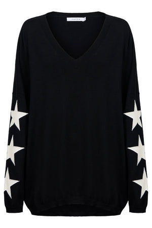 Haven Vermont Star V Neck Jumper Black